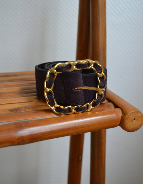 Ceinture Vintage Daim Aubergine