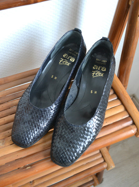 Ballerines à talons cannage en cuir T38