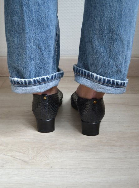 Ballerines à talons cannage en cuir T38