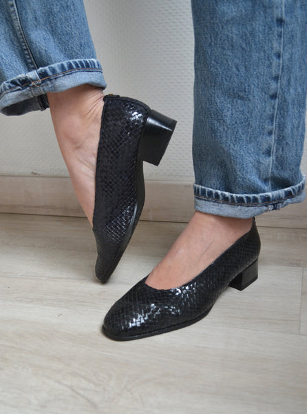 Ballerines à talons cannage en cuir T38