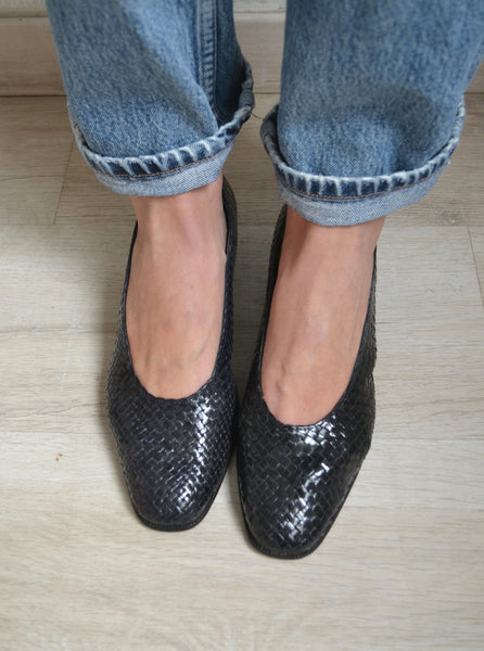 Ballerines à talons cannage en cuir T38