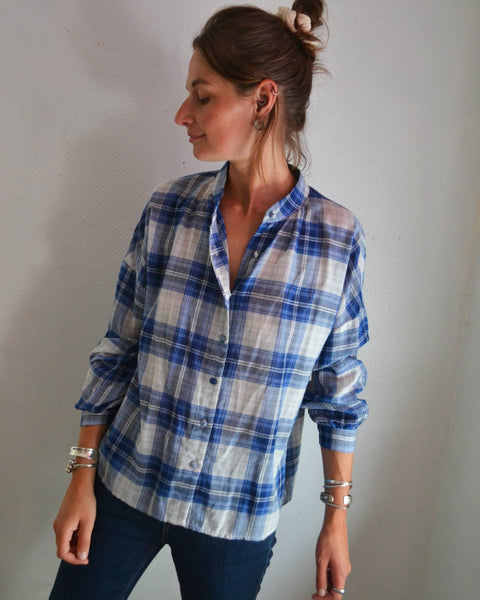 Chemise à carreaux blue