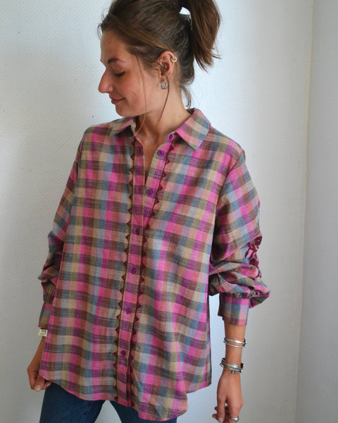 Blouse Carreaux Broderies