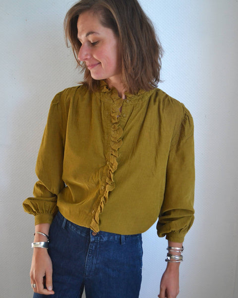 Blouse Velours Côtelé Olive