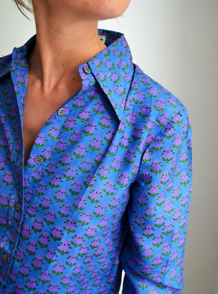 Chemise indienne en soie Block Print