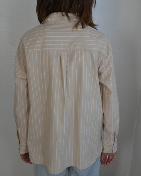 Chemise rayée brodée Beige