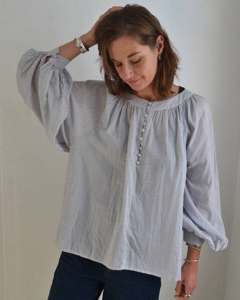 Blouse Rayée Manches Ballon