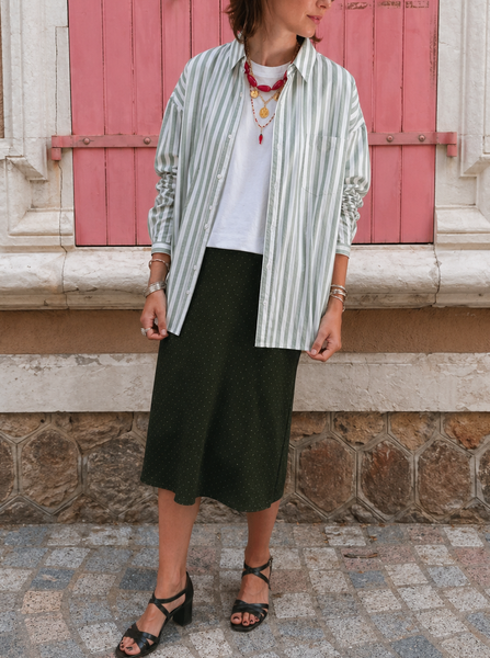 Chemise Verte & Blanche Rayée