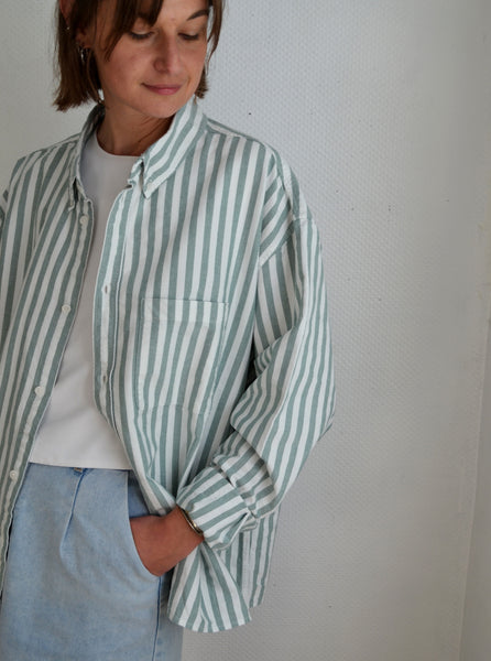 Chemise Verte & Blanche Rayée