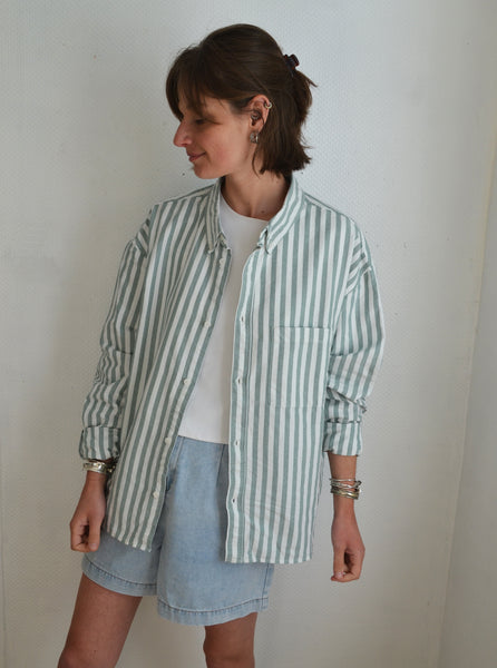 Chemise Verte & Blanche Rayée