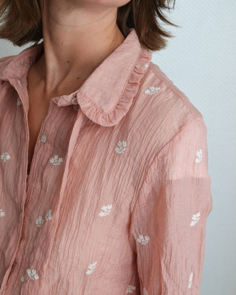 Blouse fleurie Saumon