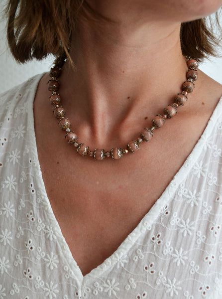 Collier en Pierre Naturelle : Pierre de Lune Saumon