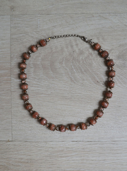 Collier en Pierre Naturelle : Pierre de Lune Saumon