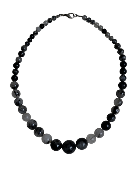 Collier Pierres véritables Quartz et Black Tourmaline