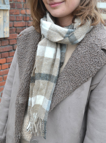 Écharpe quadrillée 100% laine de Mérinos