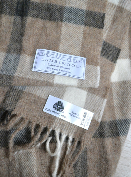 Écharpe quadrillée 100% laine de Mérinos