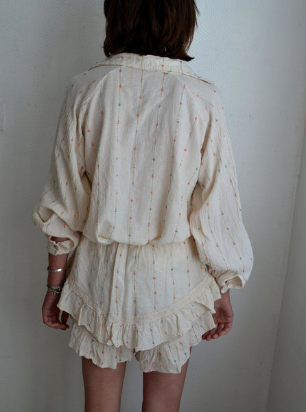 Ensemble Blouse + Jupe Short écru