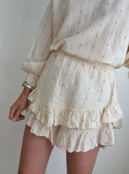 Ensemble Blouse + Jupe Short écru