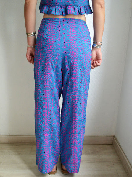 Ensemble Crop Top Pantalon Broderies