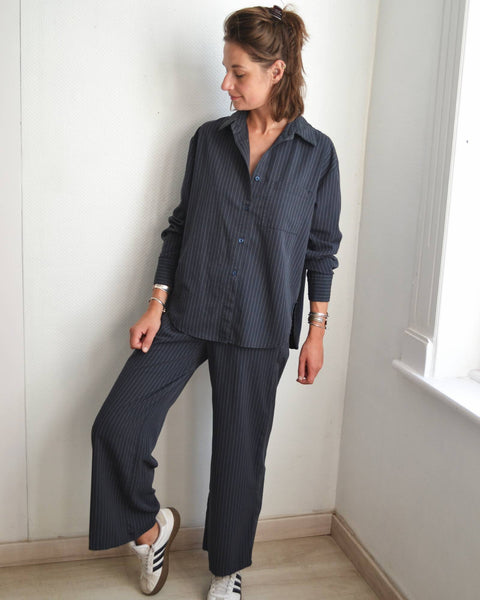 Ensemble Rayé  Chemise Pantalon Garçonne
