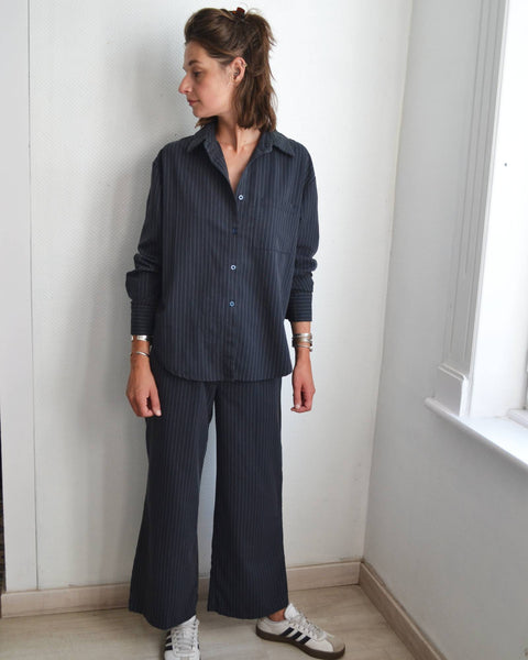 Ensemble Rayé  Chemise Pantalon Garçonne