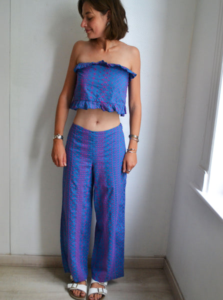 Ensemble Crop Top Pantalon Broderies