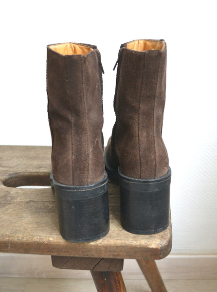 Boots Daim Chocolat Freelance T37 1/2