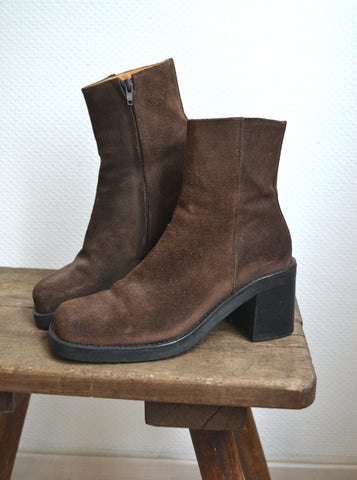 Boots Daim Chocolat Freelance T37 1/2
