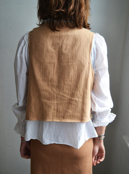 Gilet sans manche Gaze de Coton Brodé