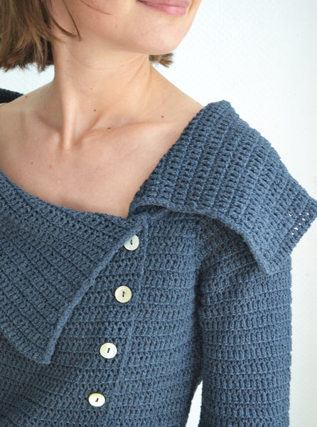 Gilet Crochet Asymétrique Pétrol