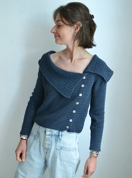 Gilet Crochet Asymétrique Pétrol