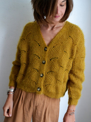Gilet Mailles Moutarde