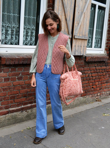 Veste Sans manche Matelassée Denim Rose