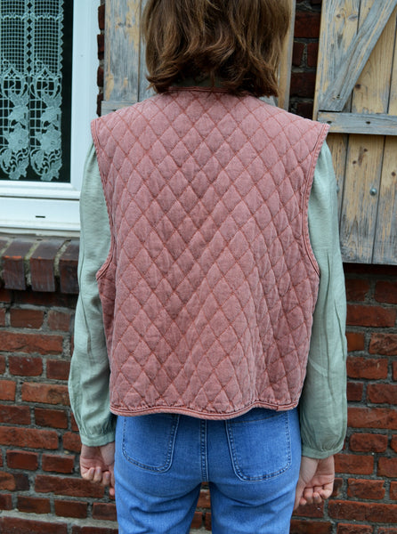 Veste Sans manche Matelassée Denim Rose