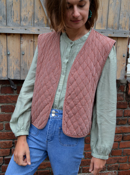 Veste Sans manche Matelassée Denim Rose