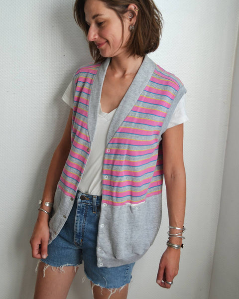 Gilet Sans manche Rayé Benetton Vintage