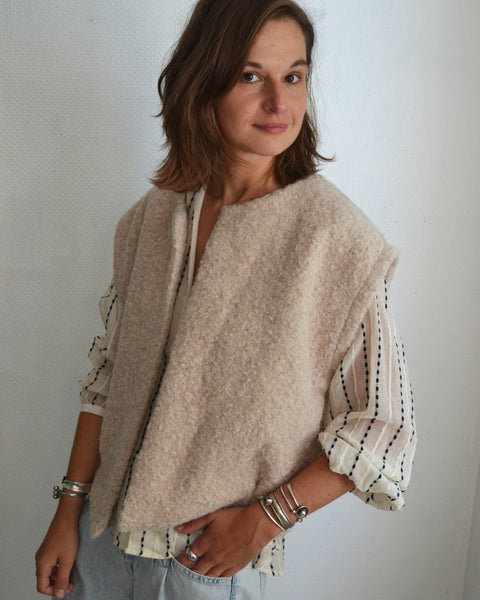 Gilet Sans Manche Beige Neuf