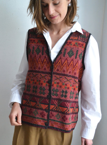 Gilet sans manche Jacquard Vintage
