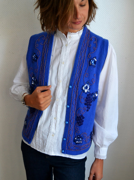 Gilet Sans Manche Laine Perlée