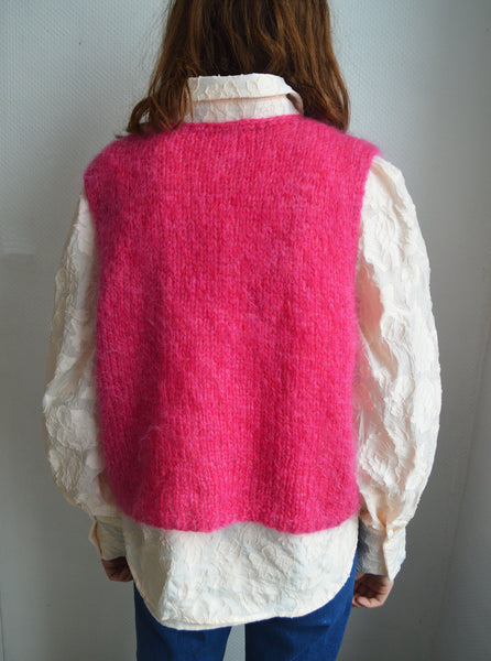 Pull sans manche Mohair Rose