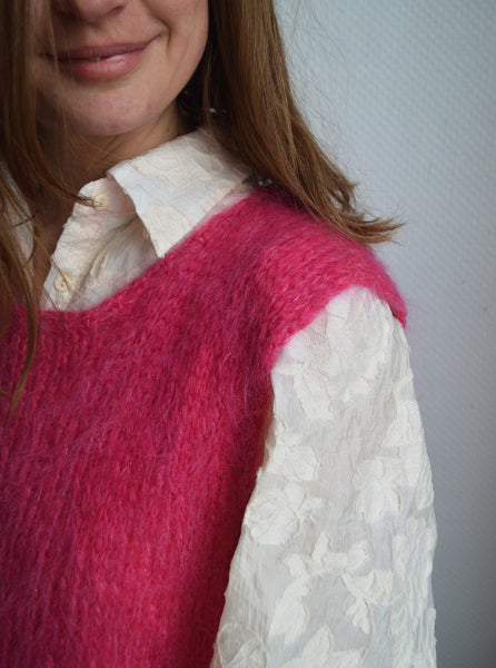 Pull sans manche Mohair Rose