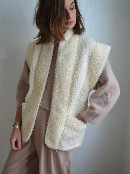 Gilet sans manche Sherpa Ecru