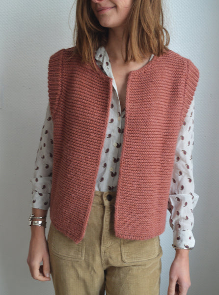 Gilet sans manche Maille Terracotta