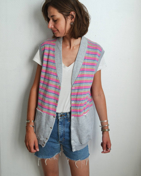 Gilet Sans manche Rayé Benetton Vintage
