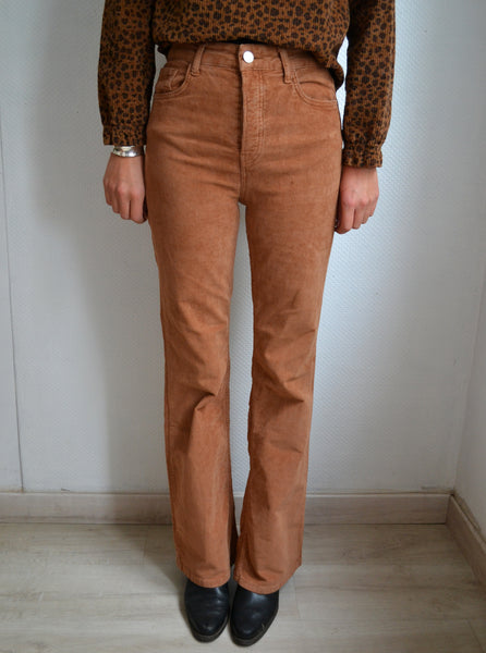 Pantalon Flare côtelé Caramel