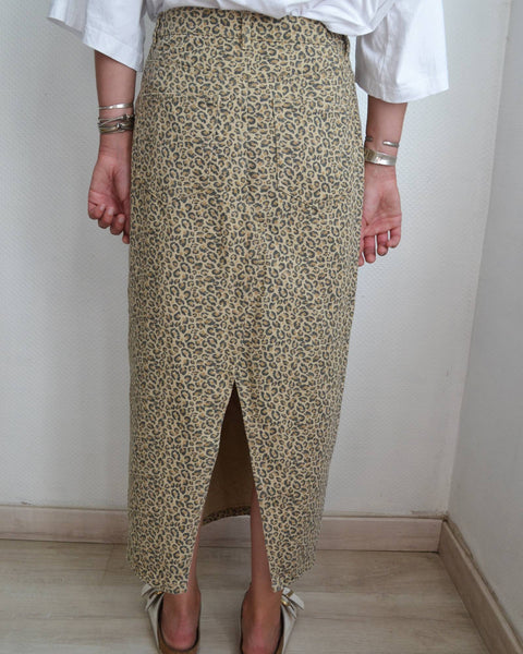 Jupe Longue Léopard Denim Ciminy