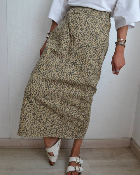 Jupe Longue Léopard Denim Ciminy