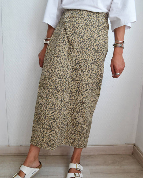Jupe Longue Léopard Denim Ciminy
