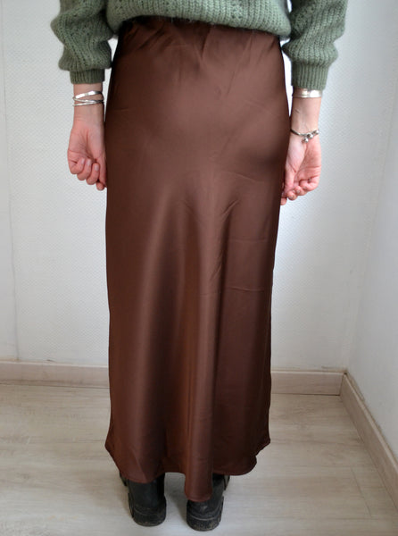 Jupe longue Chocolat Satin