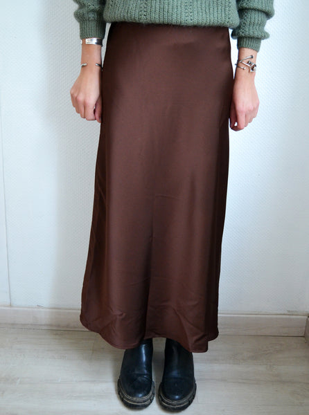 Jupe longue Chocolat Satin